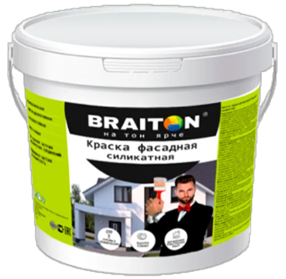 Краска СИЛИКАТНАЯ фасадная Braiton Paint акриловая ВД